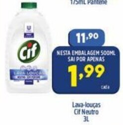 Arena Atacado Lava-Loucas Cif Neutro 500ml oferta