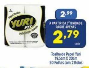 Arena Atacado Toalha de papel Yuri 19.5cm x 20cm 50 folhas com 2 rolos oferta