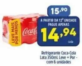 Arena Atacado Refrigerante Coca Cola lata 350ml Leve+ Por- com 6 unidades oferta