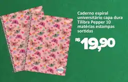 Supermercados Savegnago Caderno espiral universitário capa dura Tilibra Pepper 10 matérias estampas sortidas oferta