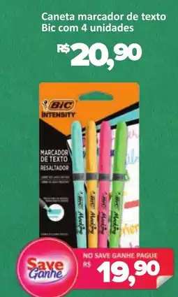 Supermercados Savegnago Caneta marcador de texto Bic com 4 unidades oferta