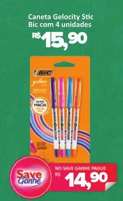 Supermercados Savegnago Caneta Gelocity Stic Bic com 4 unidades oferta