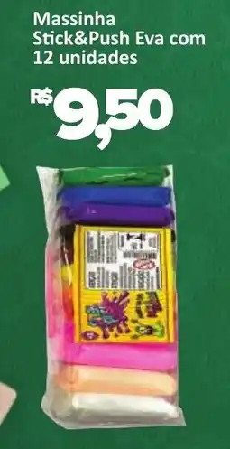Supermercados Savegnago Massinha Stick&Push Eva com 12 unidades oferta