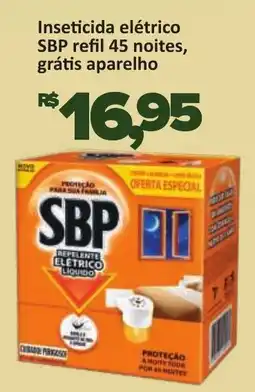 Supermercados Savegnago Inseticida elétrico SBP refil 45 noites, grátis aparelho oferta