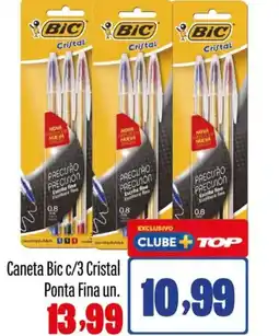 Rede Top Caneta Bic c/3 Cristal oferta