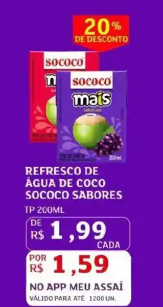 Refresco de água de coco sococo sabores