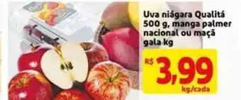 Mercado Extra Uva Niagara Qualita 500g, manga palmer nacional ou maca gala 1kg oferta