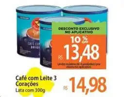Atacadão Café com Leite 3 Corações Lata oferta