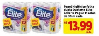 Papel Higiénico folha dupla Dualette Elite Lave 12 Pague 11