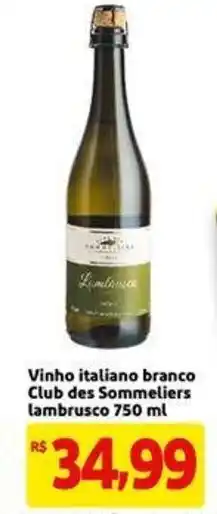 Mercado Extra Vinho Italiano branco Club des Sommeliers Lambrusco 750ml oferta