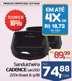 Cometa Supermercados Sanduicheira Por: CADENCE san260 220v (toast & grill) oferta