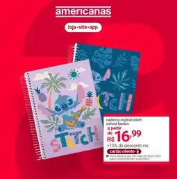 Lojas Americanas caderno espiral stitch school basics oferta