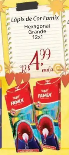 Supermercados Mateus Lápis de Cor Famix Hexagonal Grande 12x1 oferta