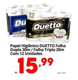 Althoff Supermercados Papel Higiênico DUETTO Folha Dupla 30m/Folha Tripla 20m oferta