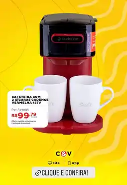 Casa e Vídeo Cafeteira com 2 xícaras cadence vermelha 127v oferta
