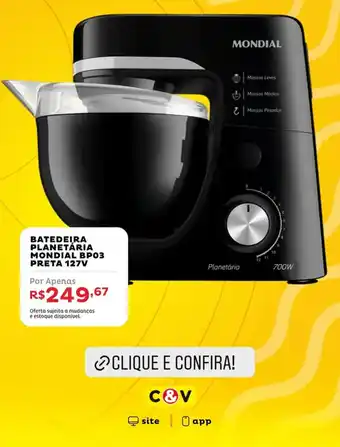 Batedeira planetária mondial bp03 preta 127v