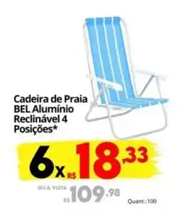 Althoff Supermercados Cadeira de Praia BEL Alumínio Reclinável 4 Posições oferta