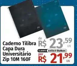 Supermercado Dalben Caderno Tilibra Capa Dura Universitário Zip 10M 160F oferta