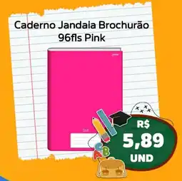 Super Vi Supermercados Caderno Jandaia Brochurão 96fls Pink oferta