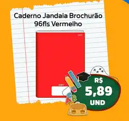 Super Vi Supermercados Caderno Jandaia Brochurão 96fls Vermelho oferta