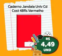Super Vi Supermercados Caderno Jandaia Univ Cd Cost 48fls Vermelho oferta