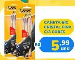 Supermercados Planalto Caneta bic cristal fina c/3 cores oferta