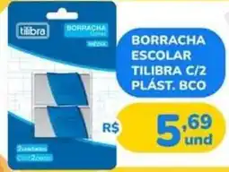 Supermercados Planalto Borracha escolar tilibra c/2 plást. bco oferta