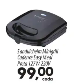 Asun Sanduicheira Minigrill Cadence Easy Meal Preta 127V/220V oferta