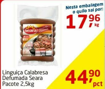 Linguiça calabresa defumada seara 2.5kg