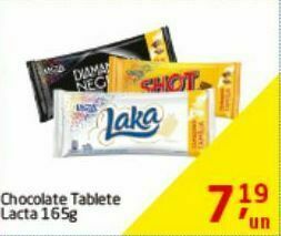 Tenda Atacado Chocolate tablete lacta 165g oferta