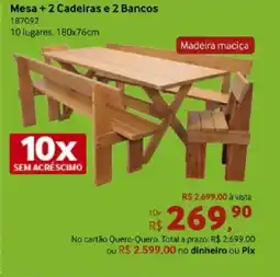 Quero Quero Mesa + 2 Cadeiras e 2 Bancos oferta