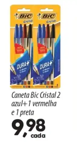Asun Caneta Bic Cristal 2 azul+1 vermelha e 1 preta oferta