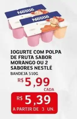 Assaí Atacadista Iogurte com polpa de fruta sabor morango ou 2 sabores nestlé bandeja oferta