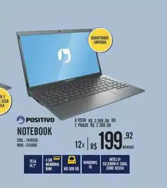 Zema Notebook C450de Positivo oferta