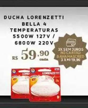 Ducha Lorenzetti Bella 4 Temperaturas 5500w 127v 6800w 220v