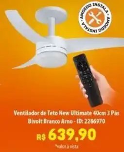 Amoedo Ventilador de Teto New Ultimate 40cm 3 Pás Bivolt Branco Arno oferta
