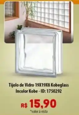 Amoedo Tijolo de Vidro 19X19X8 Kobeglass Incolor Kobe oferta