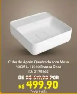 Amoedo Cuba de Apoio Quadrada com Mesa 40CM L.11040 Branca Deca oferta
