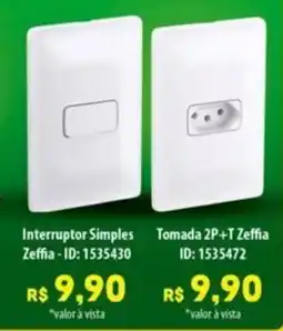 Amoedo Interruptor Simples Zeffia oferta