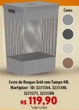 Amoedo Cesto de Roupas Grid com Tampa Martiplast oferta