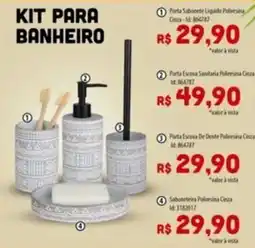 Amoedo Kit para banheiro Porta Sabonete Liquido Polisita Cinza oferta