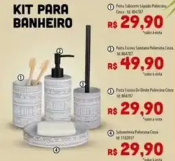Amoedo Kit para banheiro Porta Escova Sanitaria Polinesina Cinza id:864787 oferta