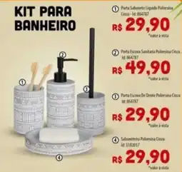 Amoedo Kit para banheiro Porta Escova De Dente Polesina Cinza 864787 oferta