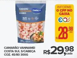 Super Bom Camarão vannamei costa sul s/cabeça coz. 45/80 oferta