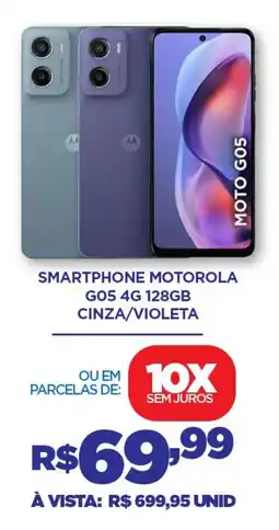 DB Supermercados Smartphone motorola G05 4G 128GB CINZA/VIOLETA oferta
