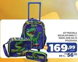 DB Supermercados Kit mochila escolar dino c/ roda amz-154.14 polegada oferta