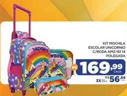 DB Supermercados Kit mochila escolar unicornio c/roda amz-161.14 polegada oferta