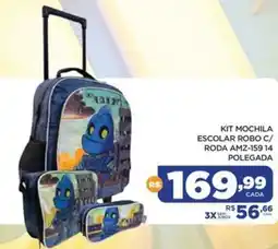 DB Supermercados Kit mochila escolar robo c/ roda amz-159.14 polegada oferta