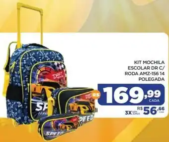 Kit mochila escolar dr c/ roda amz-156.14 polegada