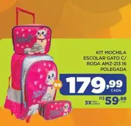 DB Supermercados Kit mochila escolar gato c/ roda amz-213.16 polegada oferta